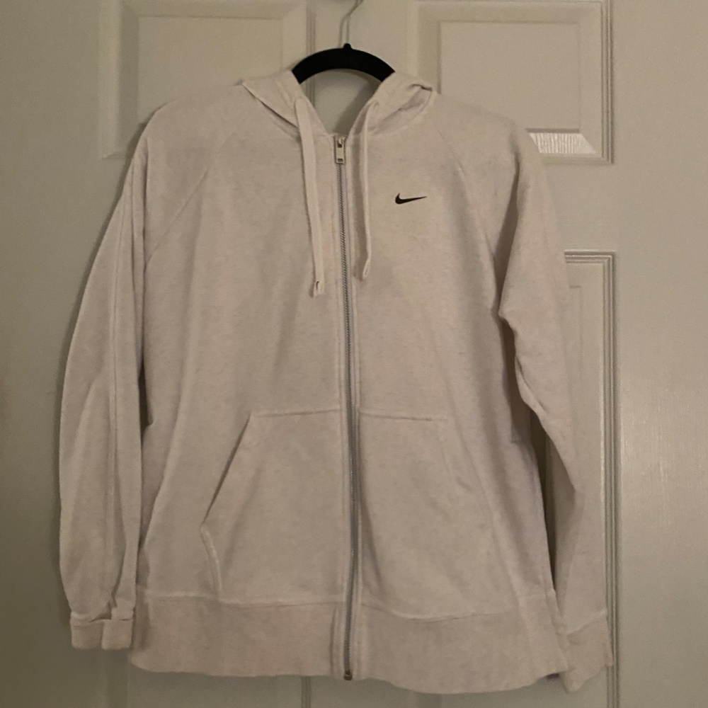 Nike Zip-up Hoodie with Side Slits - White heathered - Small